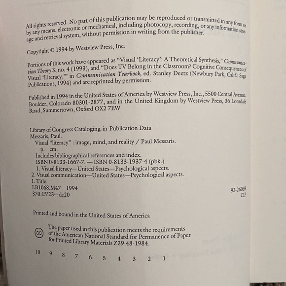 Visual Literacy Image, Mind, and Reality by Paul Messaris ©️ 1994 book - Picture 4 of 14